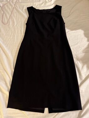 Ann Taylor Black Virgin Wool Sheath Dress Square Neck Size 6